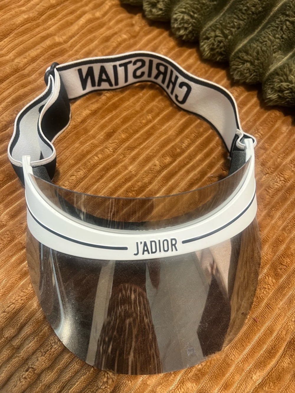 Dior J'Adior Clear Visor with White Trim and Black Logo Strap